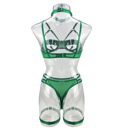 5-Piece Costume Hollow Underwear Sensual Open Bra Outfits Lingerie Set - The Clothing Company Sydney