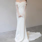 One Shoulder Satin Light Wedding Dress with Simple and Slim Fit Sweet Long Sleeved Bride Evening Gown