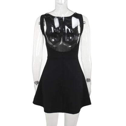 White Backless Patchwork Fashion Summer Elegant Party Mini Dress - The Clothing Company Sydney