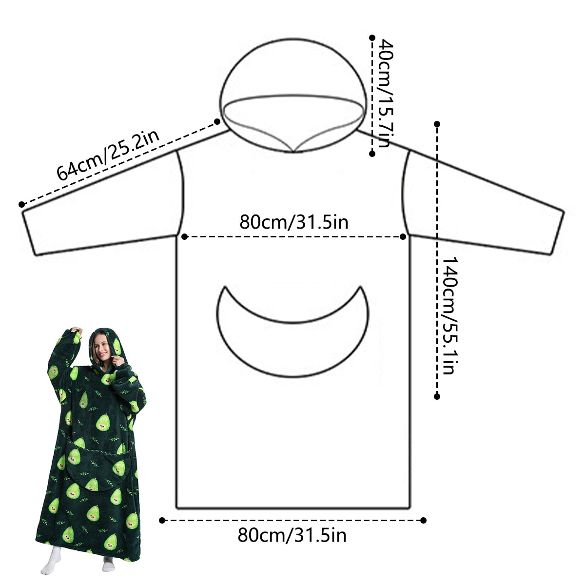 Super Long Hoodie Blanket Flannel Blanket with Sleeves Winter Hooded Sweatshirt  Pullover Giant Oversized Blanket The Clothing Company Sydney