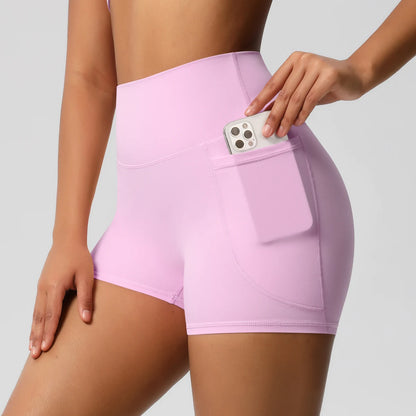 Women's Pocketed Yoga Legging Shorts Squat Proof High Waist Fitness Quick Drying Cycling Workout Gym Shorts