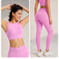 Yoga Matching Outfit Set Women's High Waist Leggings and Top Two Piece Seamless Fitness Exercise Fitness Workout Activewear