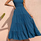 Elegant Sleeveless Floral Solid Color Long Dress Fashion Elastic Waist Beach Party Dress