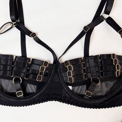 5-Piece Costume Hollow Underwear Sensual Open Bra Outfits Lingerie Set - The Clothing Company Sydney