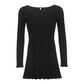 Casual Frill Long Sleeve Black Female Dress Slim Spring Autumn Mini Dresses Basic Fashion Elegant Outfit The Clothing Company Sydney