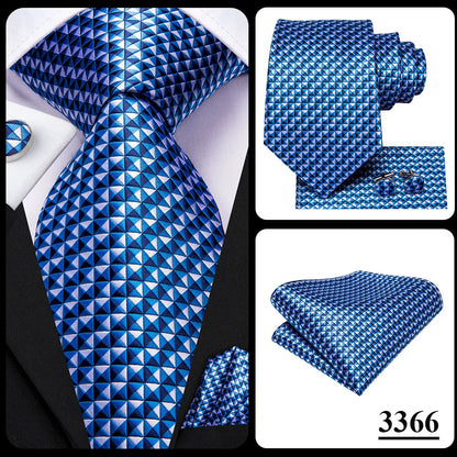 Blue Paisley Silk Tie Set – Necktie, Cufflinks & Hanky for Men The Clothing Company Sydney
