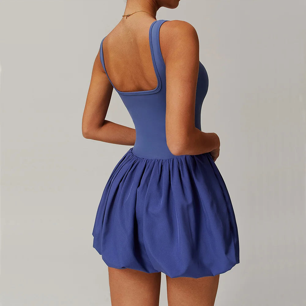 Two-piece Sports Dress Women's Anti Glare Yoga Jumpsuit Outdoor Running Fitness Tennis Skirt Workout Rompers Yoga Set