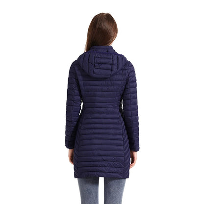 Winter Women Loose Long Parka Coat With Detachable Hood Ultralight Portable Warm Padded Cotton Outerwear Jacket