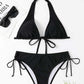 2 Piece Swimsuit Swimwear Bikini Micro Solid Black Bikinis Set Push Up Swim Suits Brazilian Beach Summer Bathing Suit The Clothing Company Sydney