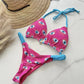 Women's Bikini Roped Swimsuit Set Split European And American Printed Beach Swimwear