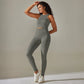 2 Piece Nylon Tracksuits Women's Yoga Set Sports Suit Sports Vest Gym Leggings Suit Seamless Workout Clothes Gymwear