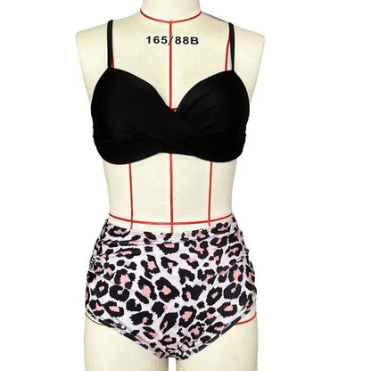 Vintage High Waist Women Push Up Swimwear Printed Swimsuit Beachwear Summer Bathers Bathing Suit Bikini Set - The Clothing Company Sydney