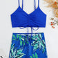 2 Piece Drawstring Front Shorts Bikinis High Waist Swimsuit Women Swimwear Bathers Bathing Swimming Swim Suit Beachwear