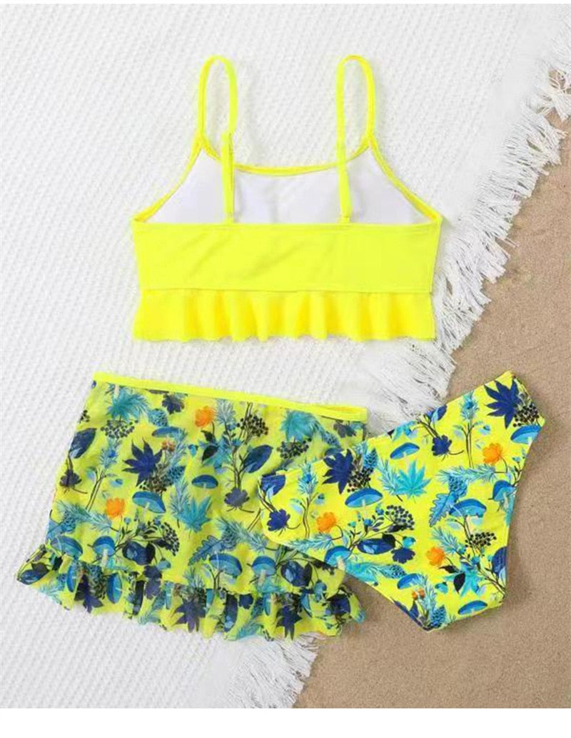 Flower Print Girls Swimwear Kids Children 3 Piece Swimsuit Cover Up Set Teens Swimming Suit The Clothing Company Sydney