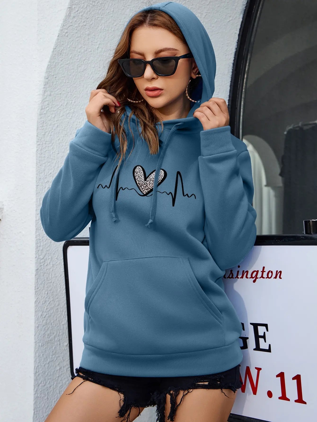 Long Sleeve Printed Women's Hoodie Casual Top