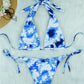 Bikini Swimsuit Women Halter Lace Up Swimwear Tie Dye Bikinis Thong Bathing Suit For Female Summer Beach Wear