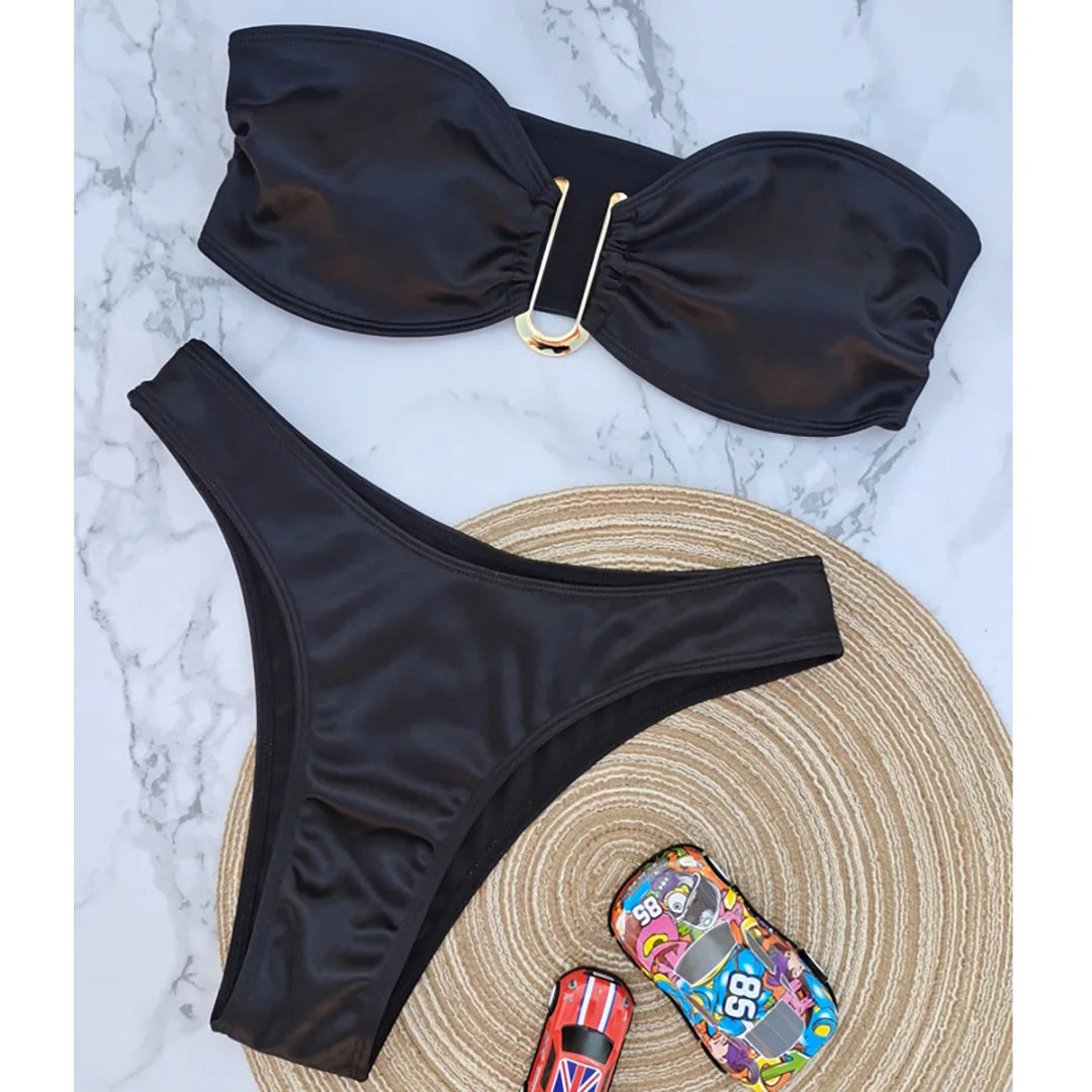 2 Piece Bandeau Strapless Bikini Swimsuit Swimwear Two-piece Bikini set Padded Bather Bathing Suit The Clothing Company Sydney