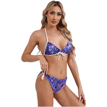 Women's Mermaid Print Swimsuit Bikini Bathing Suit Halter Sponge Pad Bra and Drawstring Briefs Beach Pool Surfing Swimwear - The Clothing Company Sydney