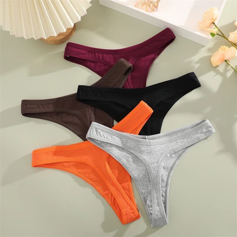 3 Pack Cotton Seamless Panties Comfort Underwear Women Low Waist Breathable Thongs Solid Sport G-String Soft Lingerie