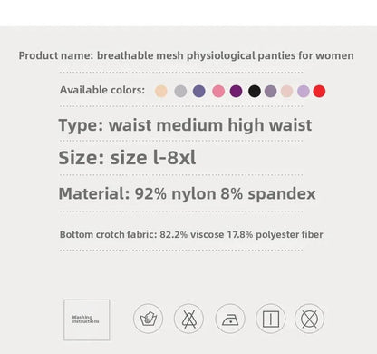 Plus Size Mesh Period Underwear Women's Special Menstrual Period Panties Class a Mid Waist Leak Proof Period Panties The Clothing Company Sydney