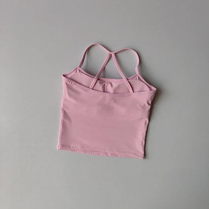 2 Piece Yoga Gym Set Halter Top Set Yoga High Waist Shorts Backless Tights Bra Vest Seamless Stretch Ribbed Shorts Set