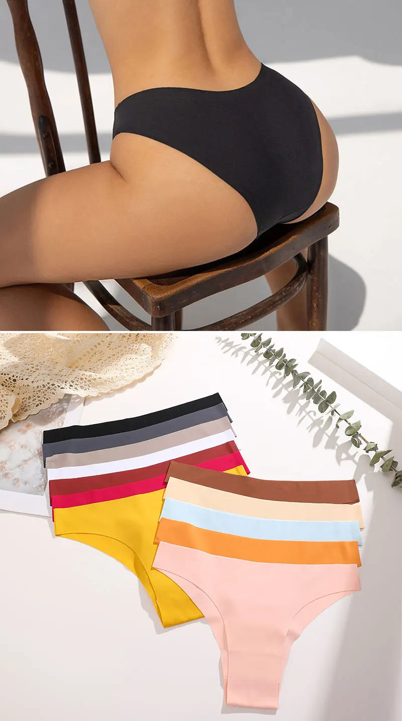 6 Pack Ice Silk Seamless Underwear Low Waisted Pants Breathable High Elasticity Lingerie Intimates Panties Briefs