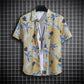 Men's Summer Short Sleeve Printed Shirt Thin Beach Shirt Men's Clothing Turtle Neck Polo  Shirt Casual Top