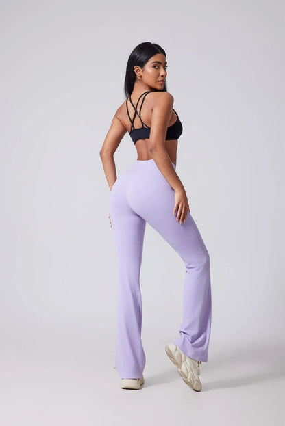 Women's Hip lifting flared pants high waisted yoga fitness pants sports micro flared yoga pants wide leg pants The Clothing Company Sydney