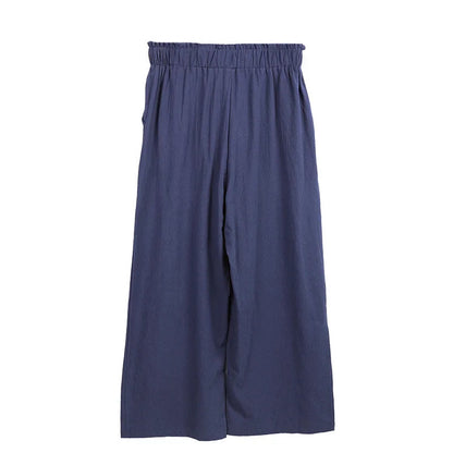 Women's Cotton Linen Loose Wide Leg Pants Summer Female High Elastic Waist Button Casual Streetwear Trousers The Clothing Company Sydney