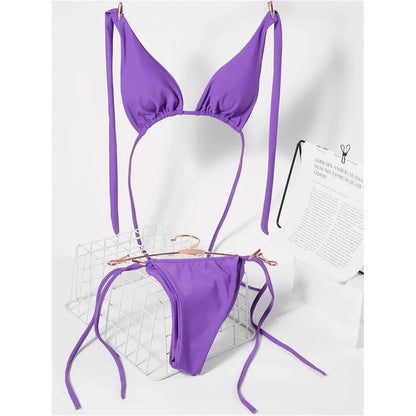 2 Piece Halter Mini Micro Thong Bikini Female Swimsuit Women Bikini set Bather Bathing Suit Swimwear The Clothing Company Sydney