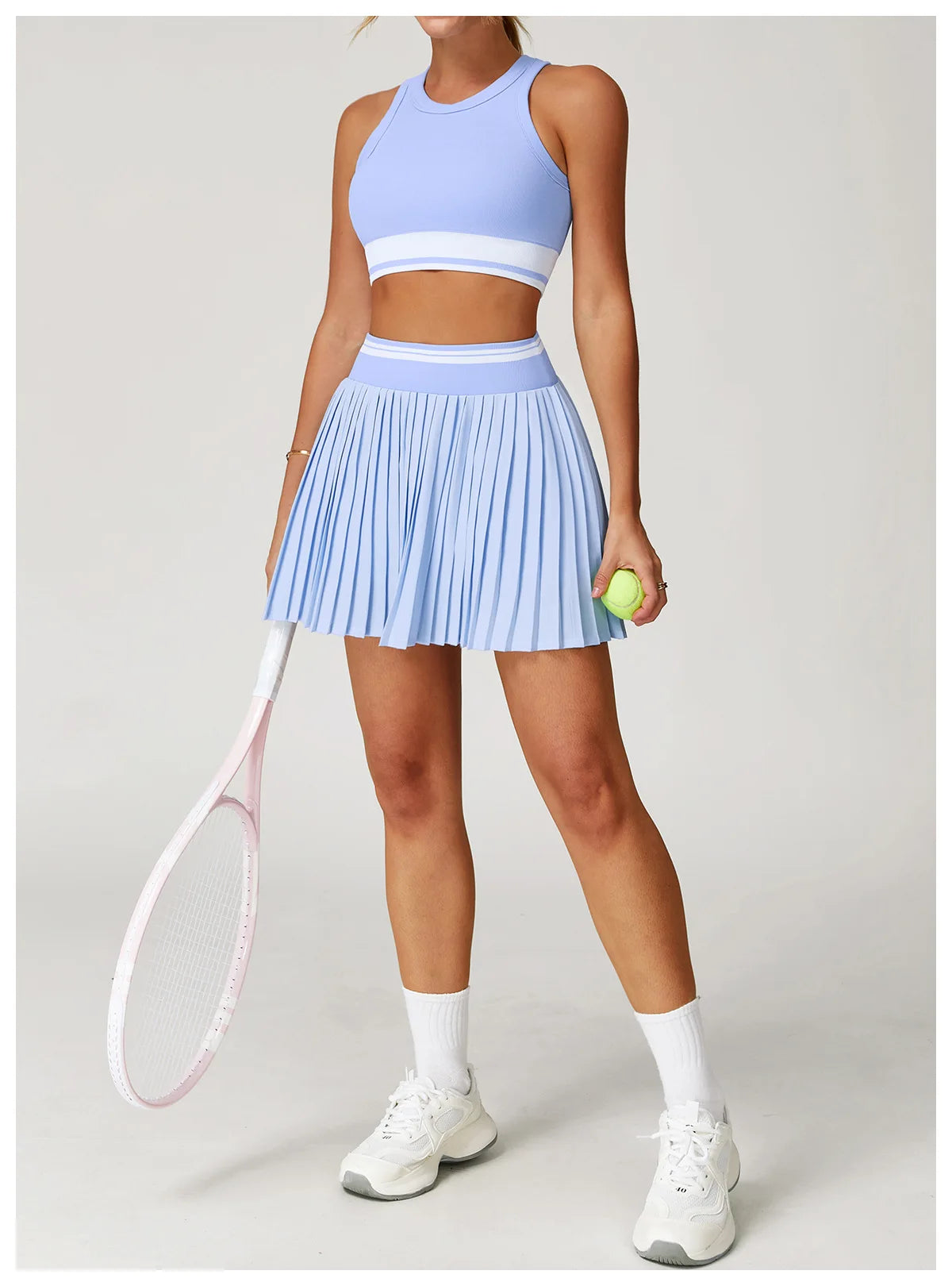 2 Piece Yoga Suit Yoga Sports Women Tennis Fitness Suit Running Sports Short Skirt Yoga Set Workout Set Athletic Wear