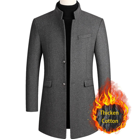 Business Casual Trench Coat Men Style Winter Coat Men's Autumn and Winter Wool Mix Coat Jacket The Clothing Company Sydney
