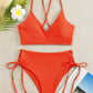 V-Neck Split Bikini Set for Women Swimsuit Lace Up Triangular Beach Swimwear Bathing Suit The Clothing Company Sydney