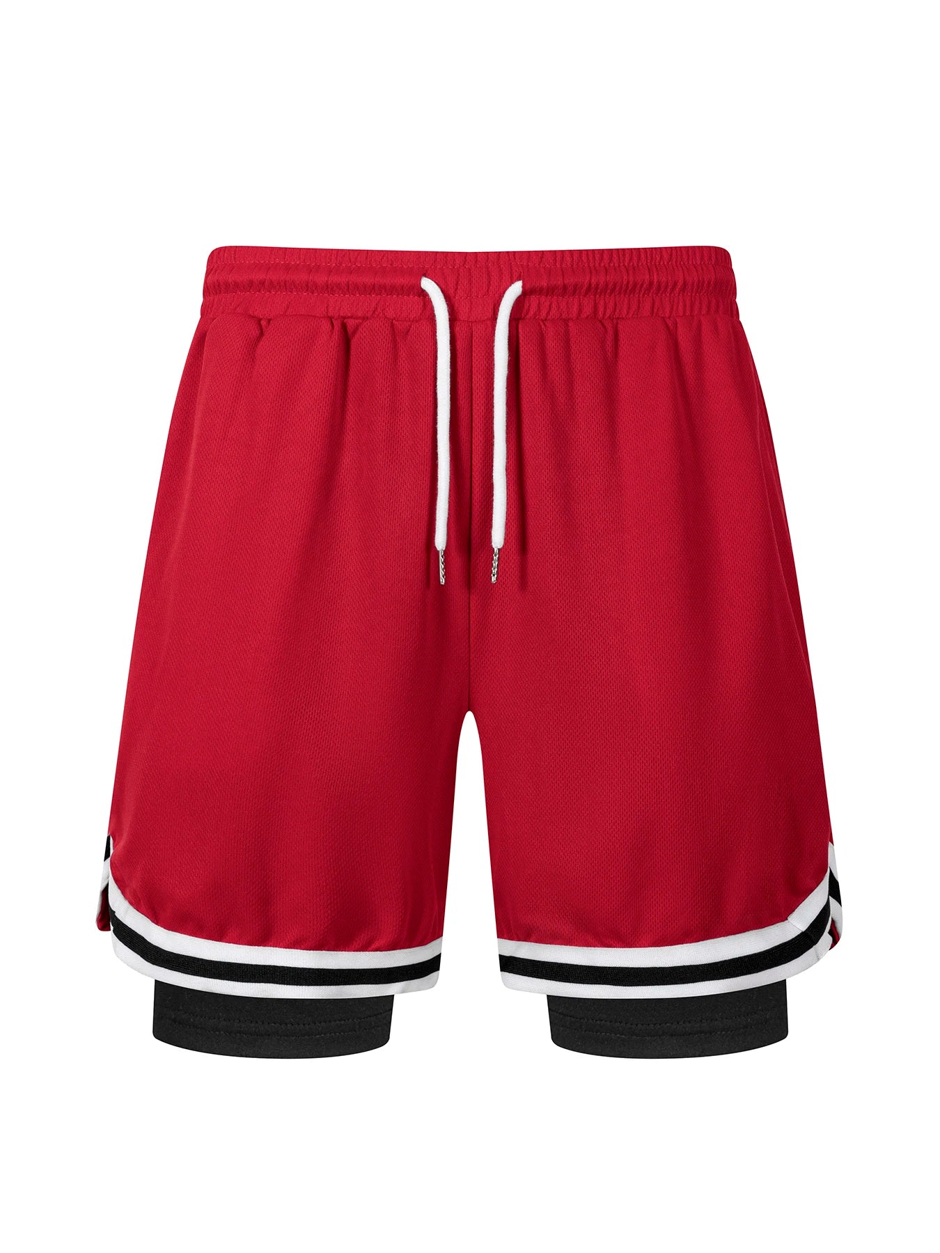 2 in 1 Summer Men's Sports Elastic Waist Basketball Training Shorts Fitness Running Breathable Quick Dry Sportswear Bottoms
