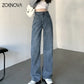 High Waisted Jeans Y2K Fashion Women Clothing Blue Black Straight Leg Denim Pants Trousers Mom Jean Baggy Trousers