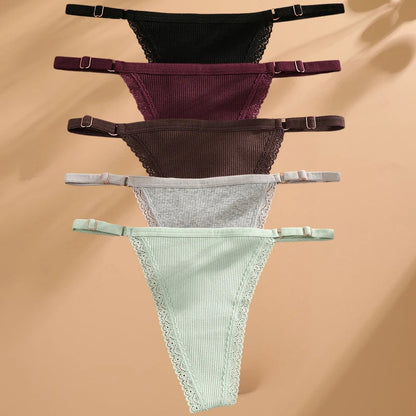5 Pack G-string Panties Cotton Women's Underwear  Adjustable Waist Pantys Bikini Thongs Lingerie The Clothing Company Sydney