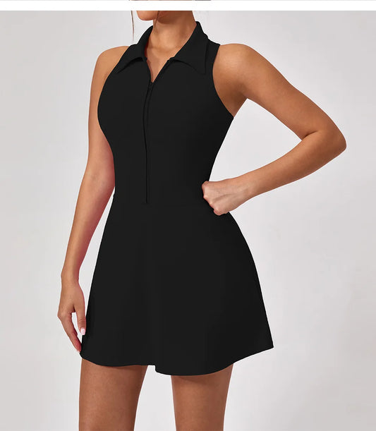 Sleeveless Zipper Workout Athletic Dresses Tennis Skirt Dress for Women Golf Dress with Built in Shorts and Pockets The Clothing Company Sydney