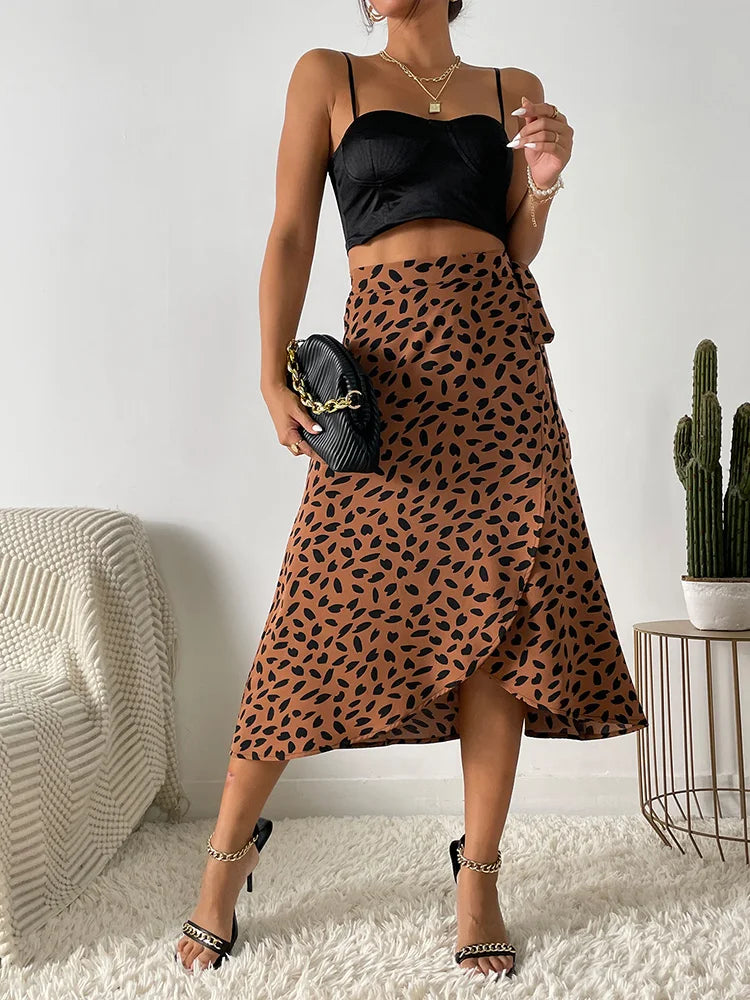 Boho Women's Casual Print Tie Side Wrap Elegant High Waist Summer Asymmetrical Knee Length A-Line Skirts The Clothing Company Sydney