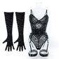 Tight Fitting Lace Bodysuit With Gloves Garter Night Club Outfit Mesh Top Lingerie Set