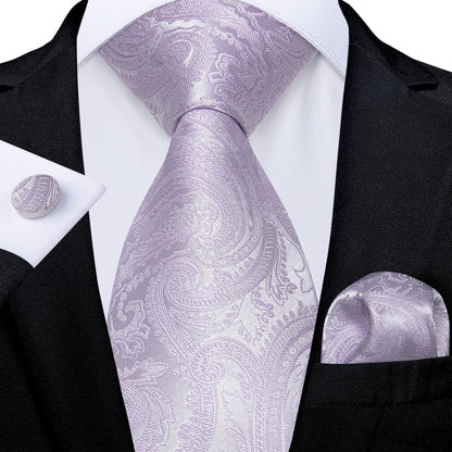 Luxury Purple Paisley Silk Tie Set for Men – 8cm Gift Set The Clothing Company Sydney