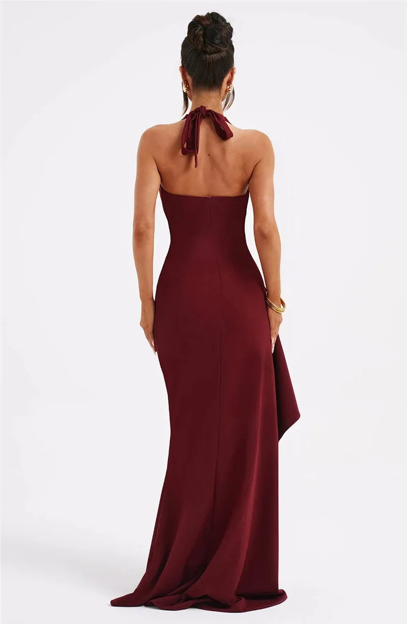 Deep V Neck Thigh High Split Maxi Halter Sleeveless Backless Bodycon Club Party Long Dress The Clothing Company Sydney