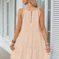 Hollow Lace Patchwork Halter Neck Women A Line Dress Summer Casual Solid Color Loose Beach Holiday Sundress