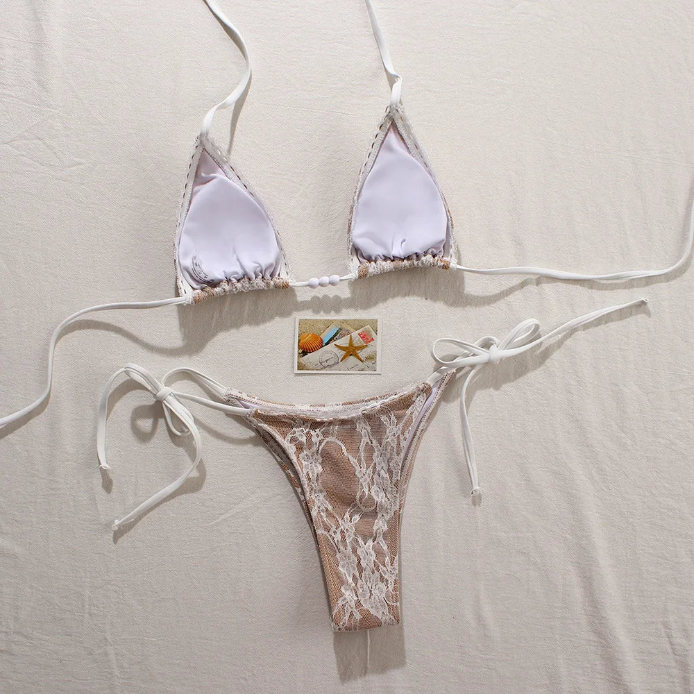 2 Piece Micro Bikini Swimsuits Swimwear Lace Brazilian Bikini Set Thong Swim Suits Solid Beachwear The Clothing Company Sydney