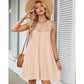 Hollow Lace Patchwork Halter Neck Women A Line Dress Summer Casual Solid Color Loose Beach Holiday Sundress The Clothing Company Sydney