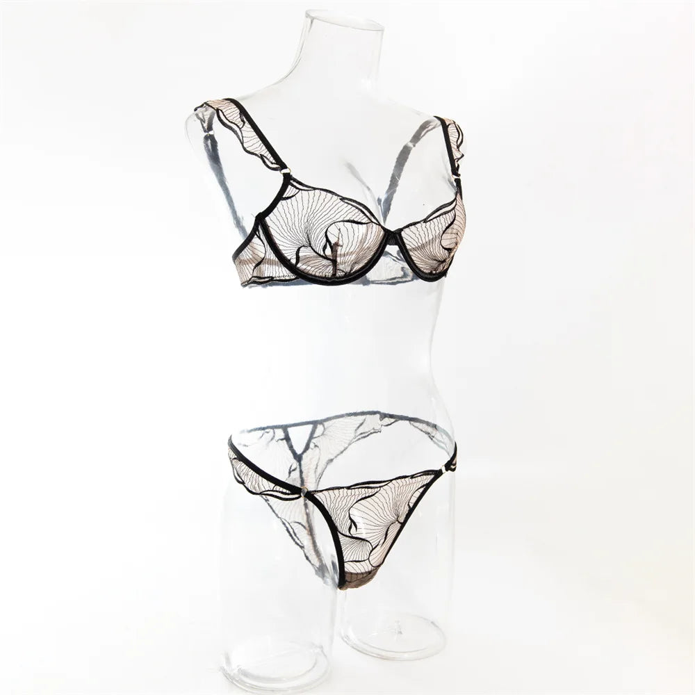 2 Piece Transparent Bras Sets Fancy Mesh See Through Bras And Thongs Suit Sensual Lingerie Set The Clothing Company Sydney