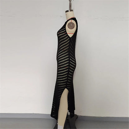 Hollow Out Sleeveless Crochet Knitted Tunic Beach Cover Up Cover-ups Mini Beach Dress Beach Wear Beachwear Female Women V6745 The Clothing Company Sydney