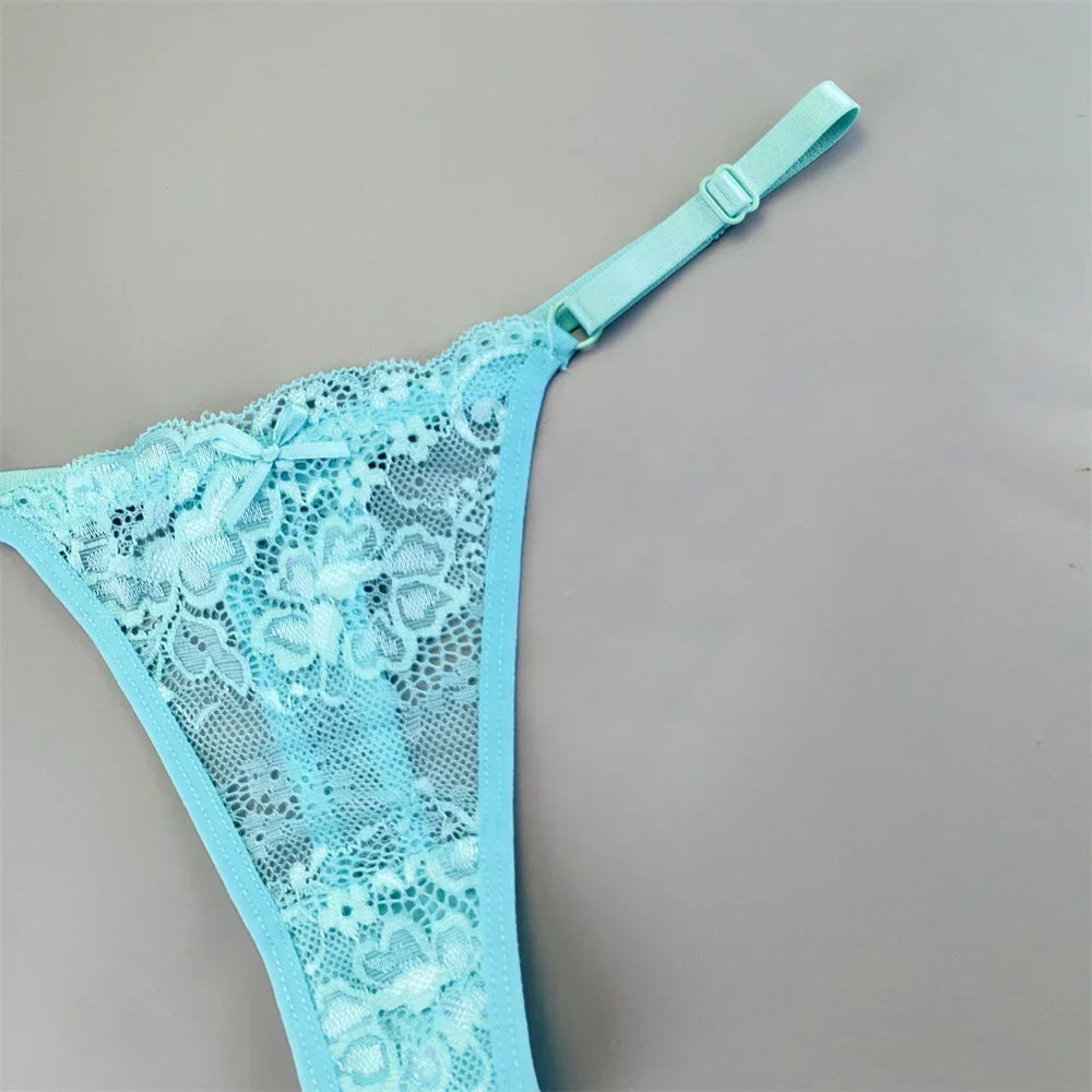 3 Pack Adjustable Transparent Thong Panties Womens Lace Underwear Low Waist T-back String Underpants The Clothing Company Sydney