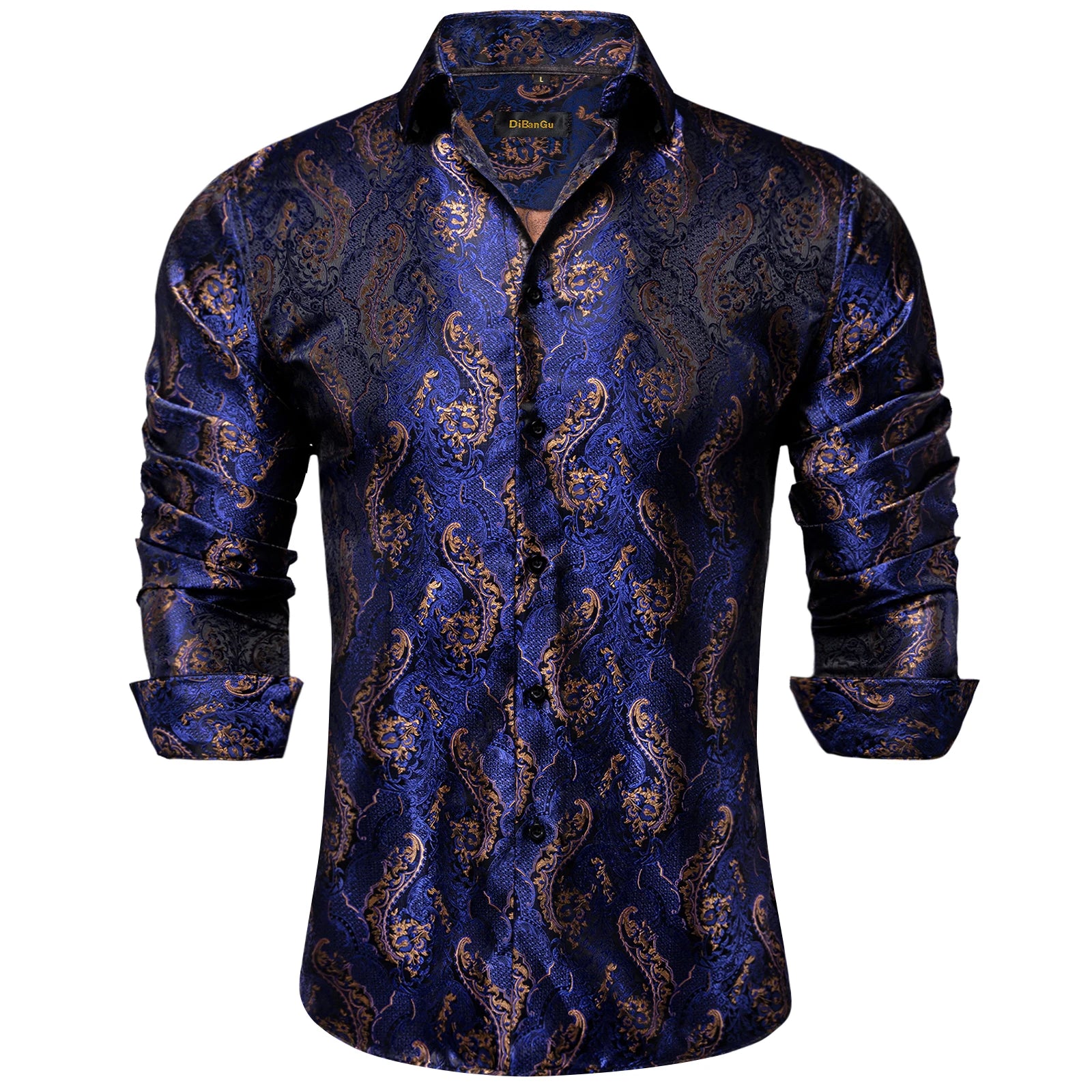 Men's Long Sleeve Black Paisley Silk Dress Shirts Casual Tuxedo Wedding Party Shirt Luxury Designer Men Clothing The Clothing Company Sydney