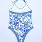 Halter String Print Swimsuit Women One Piece Swimwear Bathers Bathing Swimming Swim Suit Beachwear The Clothing Company Sydney