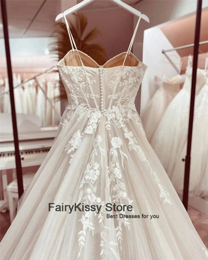 Spaghetti Straps Mesh See Through Exposed Bonin Wedding Dresses Backless Princess Lace Bridal Dress The Clothing Company Sydney